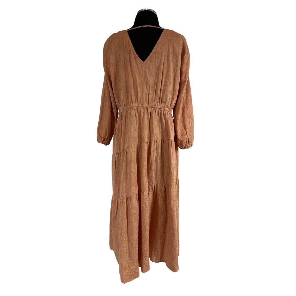 Umgee 3/4 Sleeve V-Neck Tiered Maxi Dress V-Back Cotton Boho Pullover Size 1X - Picture 9 of 15